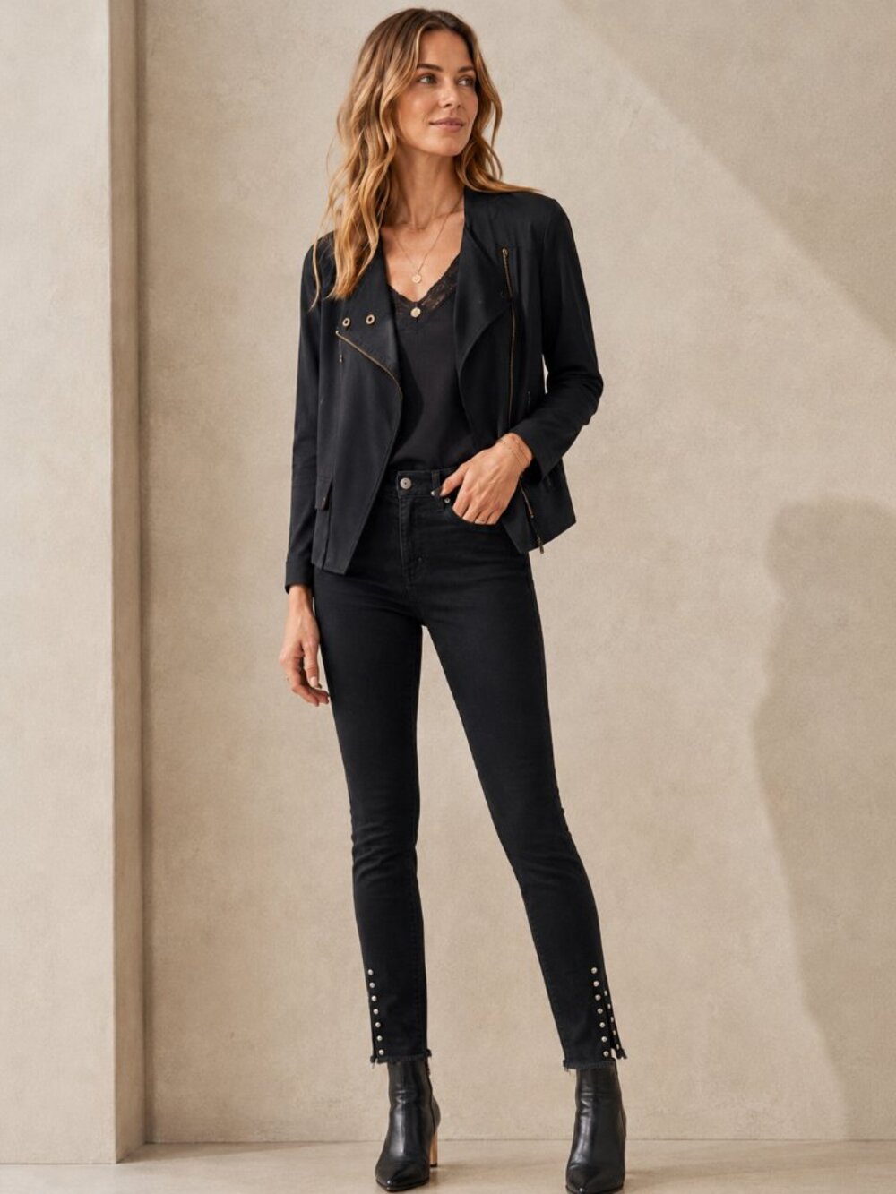 Citizens of Humanity Rocket Ankle Skinny Jeans 29 Black Studded Split Hem